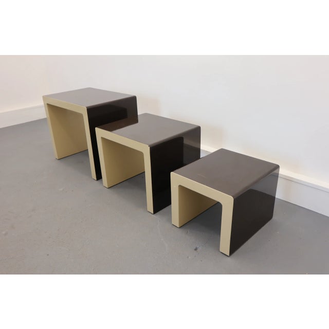 Brown German Nesting Tables by Christian Koban for DOM, 1970s, Set of 3 For Sale - Image 8 of 14