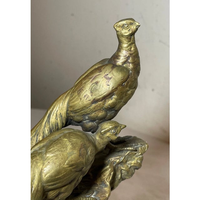 Antique German Rudolf Henn Bronze Alabaster Perched Pheasant Statue Sculpture For Sale - Image 10 of 14