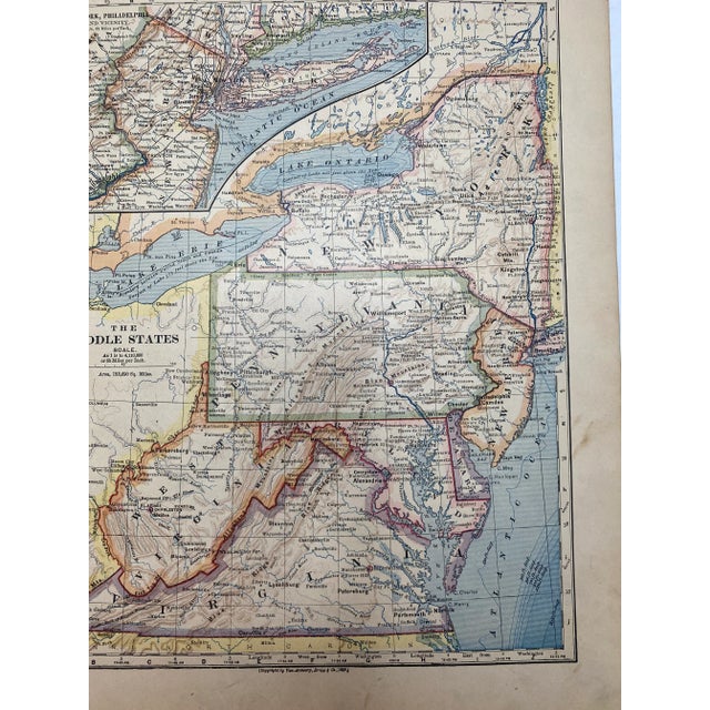 1883 Antique Middle Atlantic States Map For Sale - Image 4 of 6
