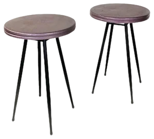 Mid-Century Modern Italian Black & Purple Plum Metal Bar Tables, 1950s, Set of 2