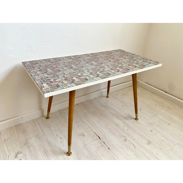 Brown Laminated Table with Mosaic Decor, 1950s For Sale - Image 8 of 11