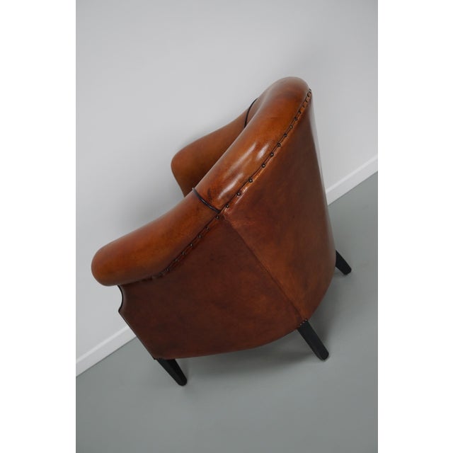 Vintage Dutch Cognac Colored Leather Club Chair For Sale - Image 15 of 18
