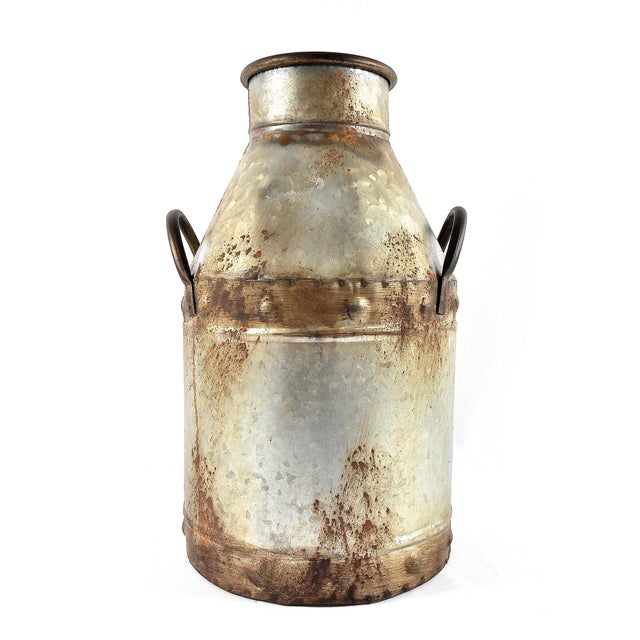 Vintage Galvanized Metal Decorative Milk Jug Chairish