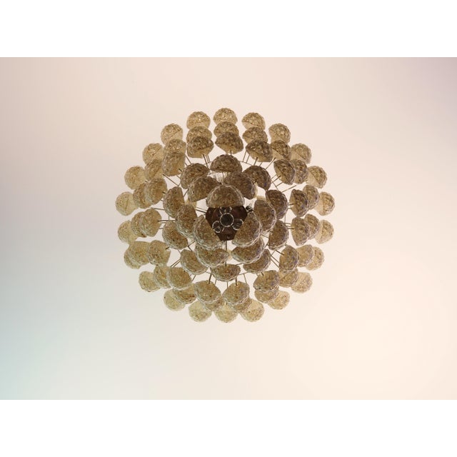 DUTIES INCLUDED!!!!! Spectacular Italian chandelier featuring 85 hand-blown Murano glass drops in warm amber, created with...