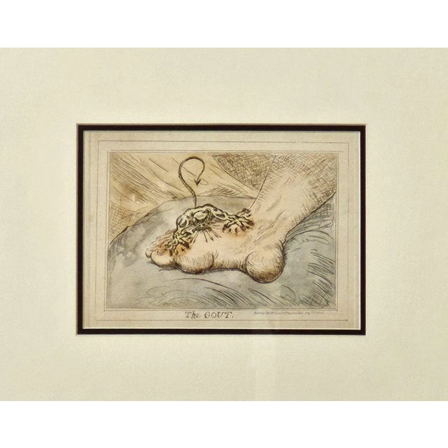 "The Gout", hand-colored engraving, England, dated 1835.