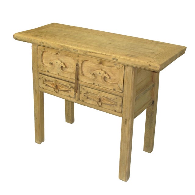 Rustic Asian Dresser With Decorative Carved Drawer For Sale - Image 4 of 13