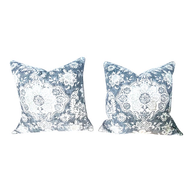 Pair of Vintage Auburgine Floral Pillows For Sale