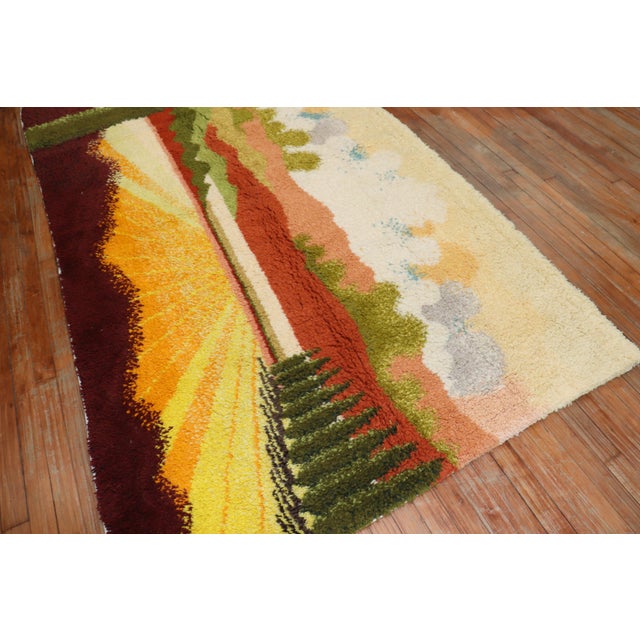 Early 21st Century Swedish Rya Landscape Scenery Rug - 4'9" x 7'11" For Sale In New York - Image 6 of 18