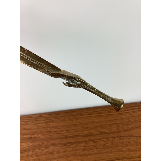 Vintage 1970s Brass Feather and Bird Foot Letter Opener For Sale In Las Vegas - Image 6 of 7