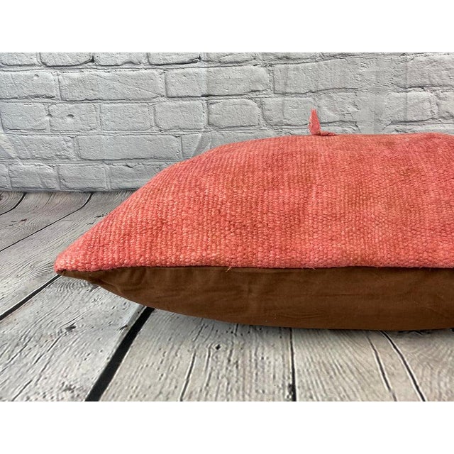 16 x 24 Hemp Pillow Turkish Cushion Natural Red Pillow Cushion Cover For Sale - Image 4 of 4