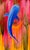 Blue Shiver by Robin Hextrum | Oil and Acrylic on Canvas Featuring Blue Fish in Abstract Background For Sale - Image 4 of 5
