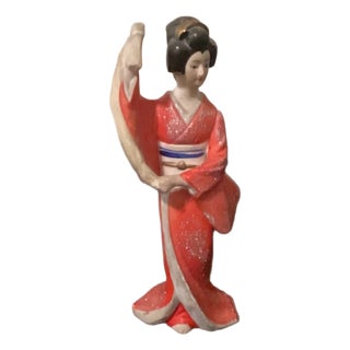 Vintage Hand Painted Porcelain Geisha Figurine, 1920s-1940s For Sale