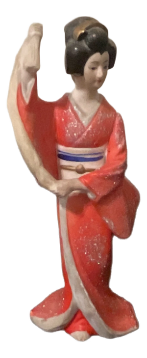 Vintage Hand Painted Porcelain Geisha Figurine, 1920s-1940s