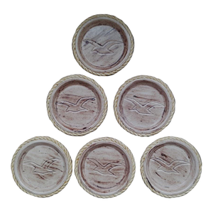 Vintage Coastal Nautical Duncan Enterprises Ceramic Seagull Coasters - Set of 6