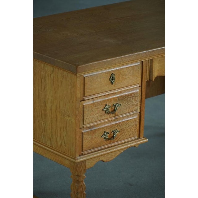 Mid-Century Modern Danish Freestanding Oak Writing Desk by Henning Kjærnulf, 1960 For Sale - Image 10 of 18