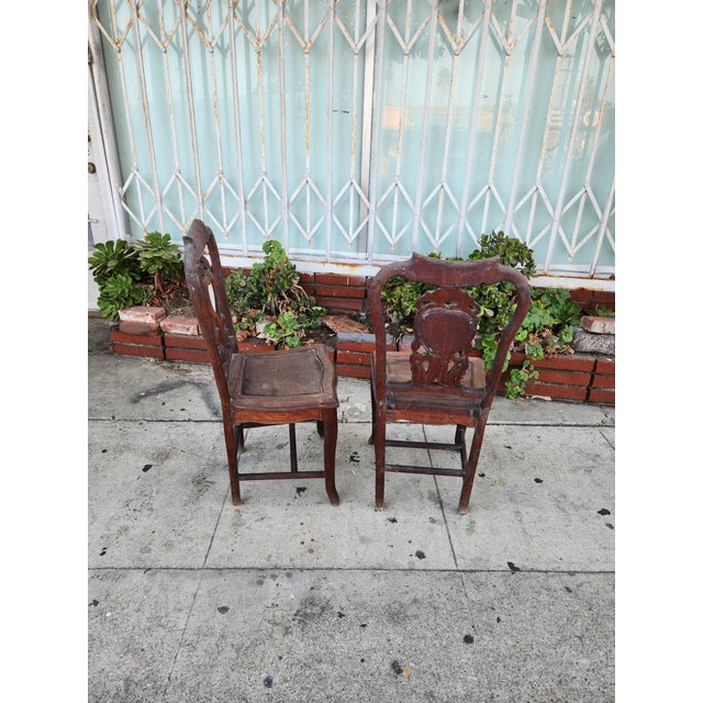 1930s Pair of Vintage Chinoiserie Chairs For Sale - Image 5 of 11