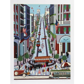 Nicky Watanabe Serigraph - Powell Street Cable Car For Sale