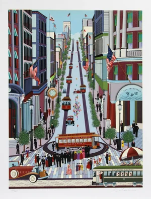 Nicky Watanabe Serigraph - Powell Street Cable Car