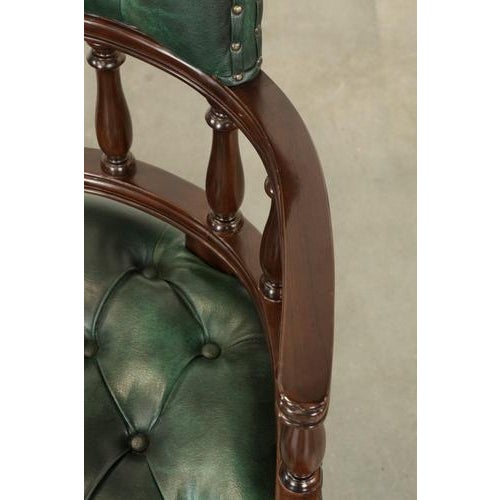 Chesterfield Desk Chairs in Green Flame-Patterned Cowhide Leather, Set of 2 For Sale - Image 9 of 16