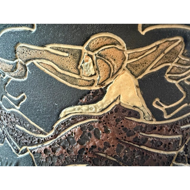 Ceramic Antique Art Nouveau Hand Made Pottery Large Bowl or Vessel For Sale - Image 7 of 12