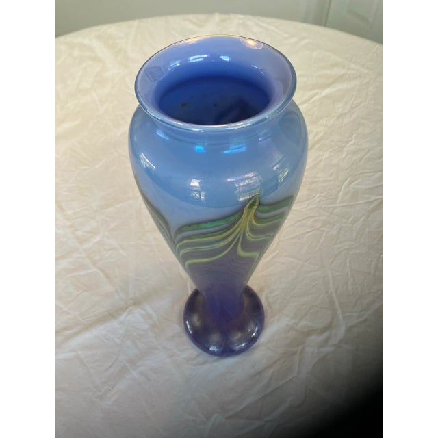 Glass 1980s Zellique Studios Signed Tall Vase For Sale - Image 7 of 12