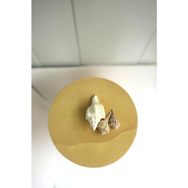 Tan Karl Springer Style Goatskin Parchment Pedestal Column, Modern Postmodern, 1970s 1980s For Sale - Image 8 of 12