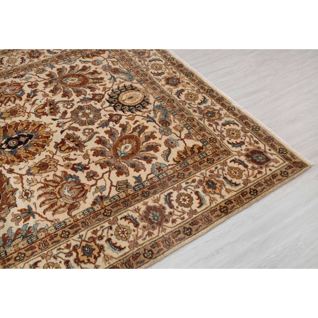 2020s Ivory Cream Persian Tabriz Soft Hand Knotted Wool Rug 5x7Ft. For Sale - Image 5 of 18