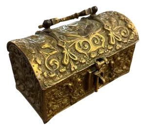Early 20th Century Ornate Brass Jewelry Box