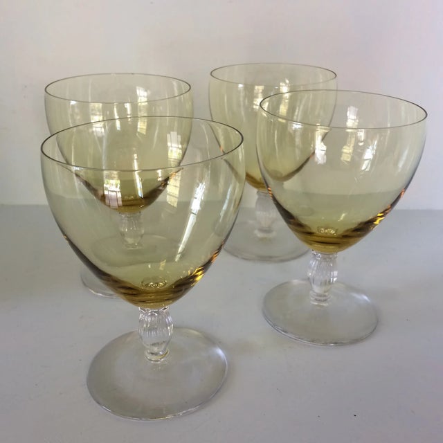 Canary Yellow Crystal Water/Wine Goblets - Set of 4 For Sale - Image 13 of 13