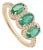 1.35ct Emerald Diamond Three-Stone Art Deco Ring Size 5.5 in 18k Yellow Gold For Sale