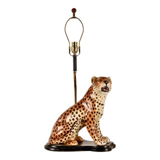 VIntage Ceramic Leopard Lamp, Italy 1960s For Sale