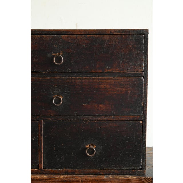 Japanese Antique Japanese Wooden Drawer Chest / Edo Period, 1770s / Rare Inscribed Piece For Sale - Image 3 of 18