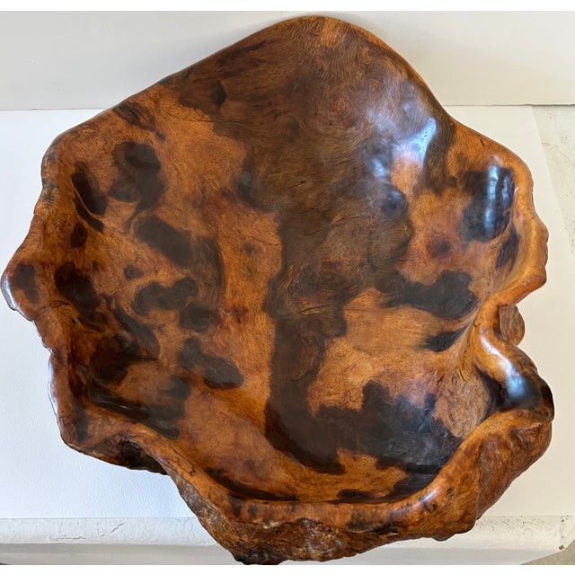 1980s Mid-Century Modern Frank Treuting Beautiful Large Carved Burl Wood Bowl Fully Signed For Sale In Palm Springs - Image 6 of 7