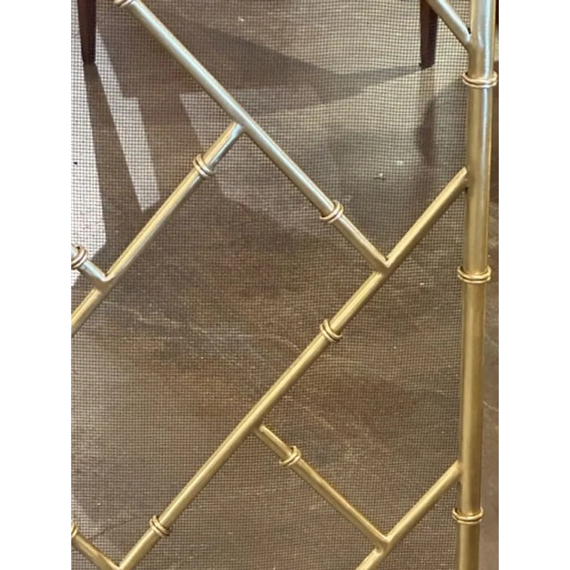 Early 21st Century Bamboo Form Brass Fire Screen For Sale - Image 5 of 7