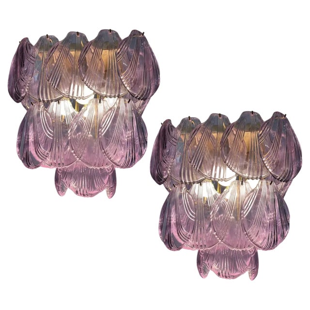 Murano Shell Glass Ceiling Lights, 1990s, Set of 2 For Sale