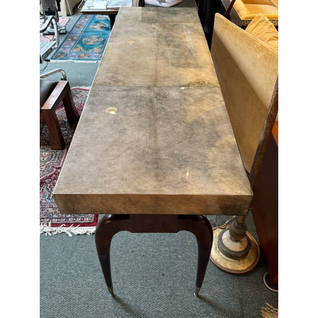2010s Luxurious Desk With Granite Laminate + Walnut Legs For Sale - Image 5 of 12