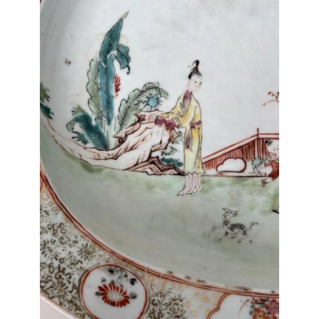 Large Antique 18th Century Chinese Export Qianlong (1736 - 1795) Porcelain Soup Tureen and Under Tray or Platter Decorated With Court Scenes 1750 For Sale - Image 9 of 12
