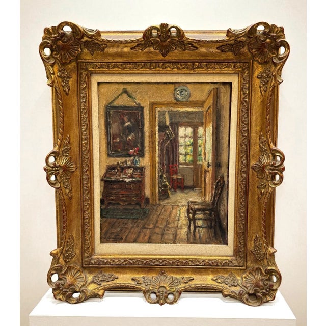 Early 20th Century Albert Geudens (1869-1949) Flemish Interior Scene, O/P For Sale - Image 4 of 7