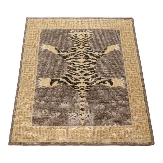 Rug & Kilim’s Modern Tiger Skin Accent Pictorial Rug in Gray, Beige and ...
