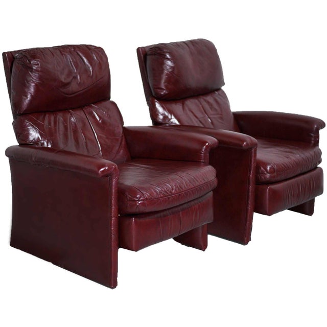 Vintage Genuine Oxblood Leather Recliner Chairs by Bradington Young - a ...