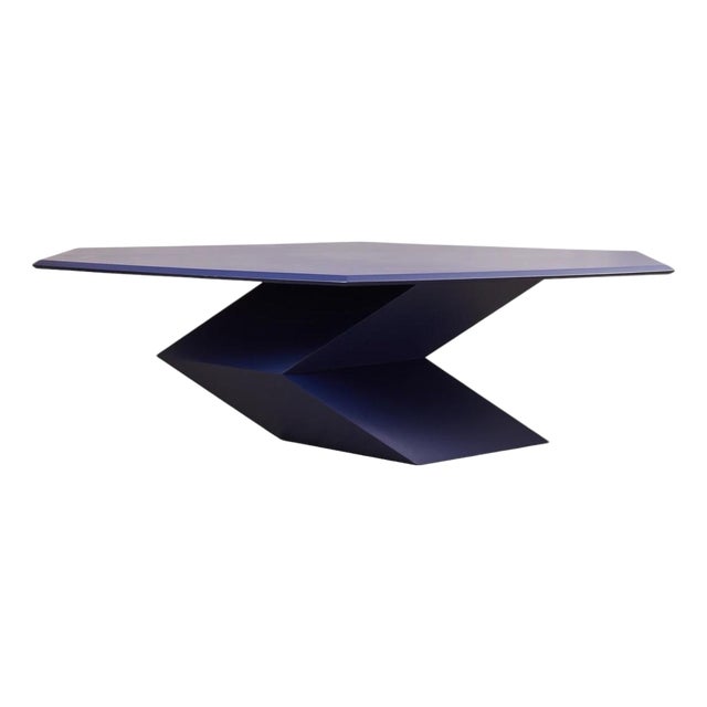 Rare 1970’s Origami Dining Table by Don S. Shoemaker in Blue For Sale