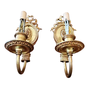 Pair Antique E F Caldwell Style Signed Sconces Neoclassical