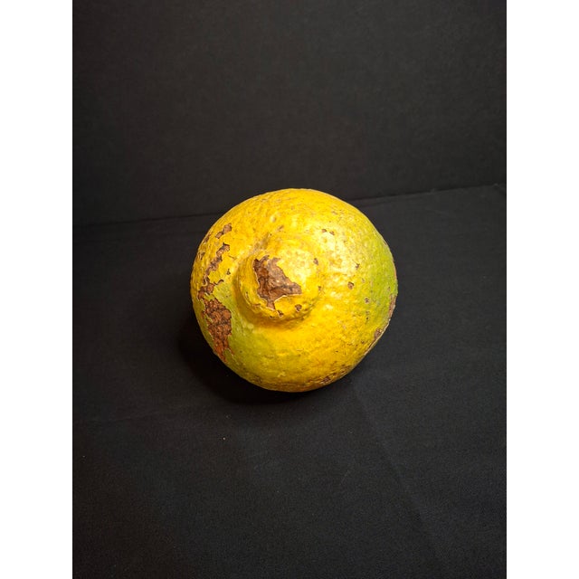 Late 19th C. Redware Earthenware Lemon Fruit Coin Bank Antique Folk Art Pottery For Sale In Boston - Image 6 of 10