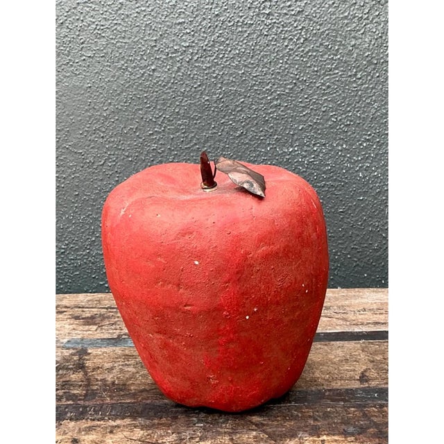 Red Vintage Monumental Red Painted Plaster Apple For Sale - Image 8 of 12