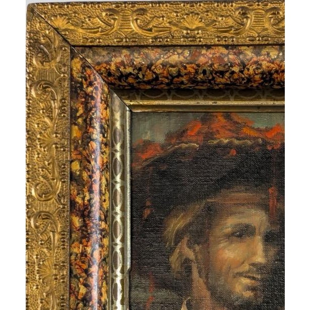 Late 19th Century Antique French Style Oil on Canvas Miniature Portrait of a Man in Historical Costume For Sale - Image 5 of 9