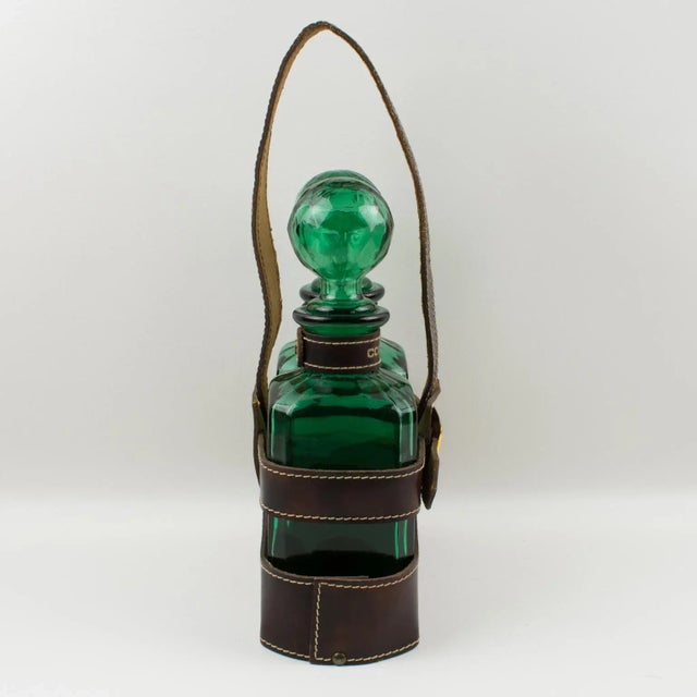 Mid-Century Leather Case Tantalus With Two Glass Decanters, 1960s For Sale - Image 4 of 13