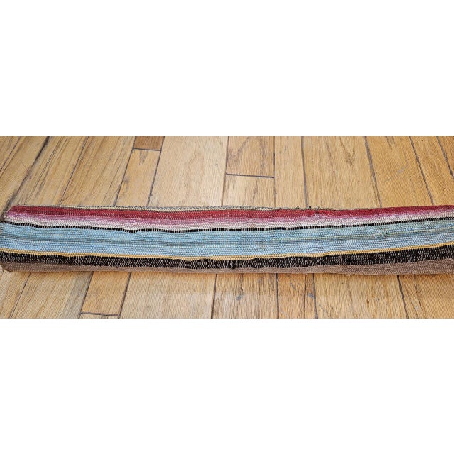 Antique American Amish Rag Runner, Handwoven Wool & Cotton, Stripe Pattern, 3x15 For Sale - Image 15 of 16