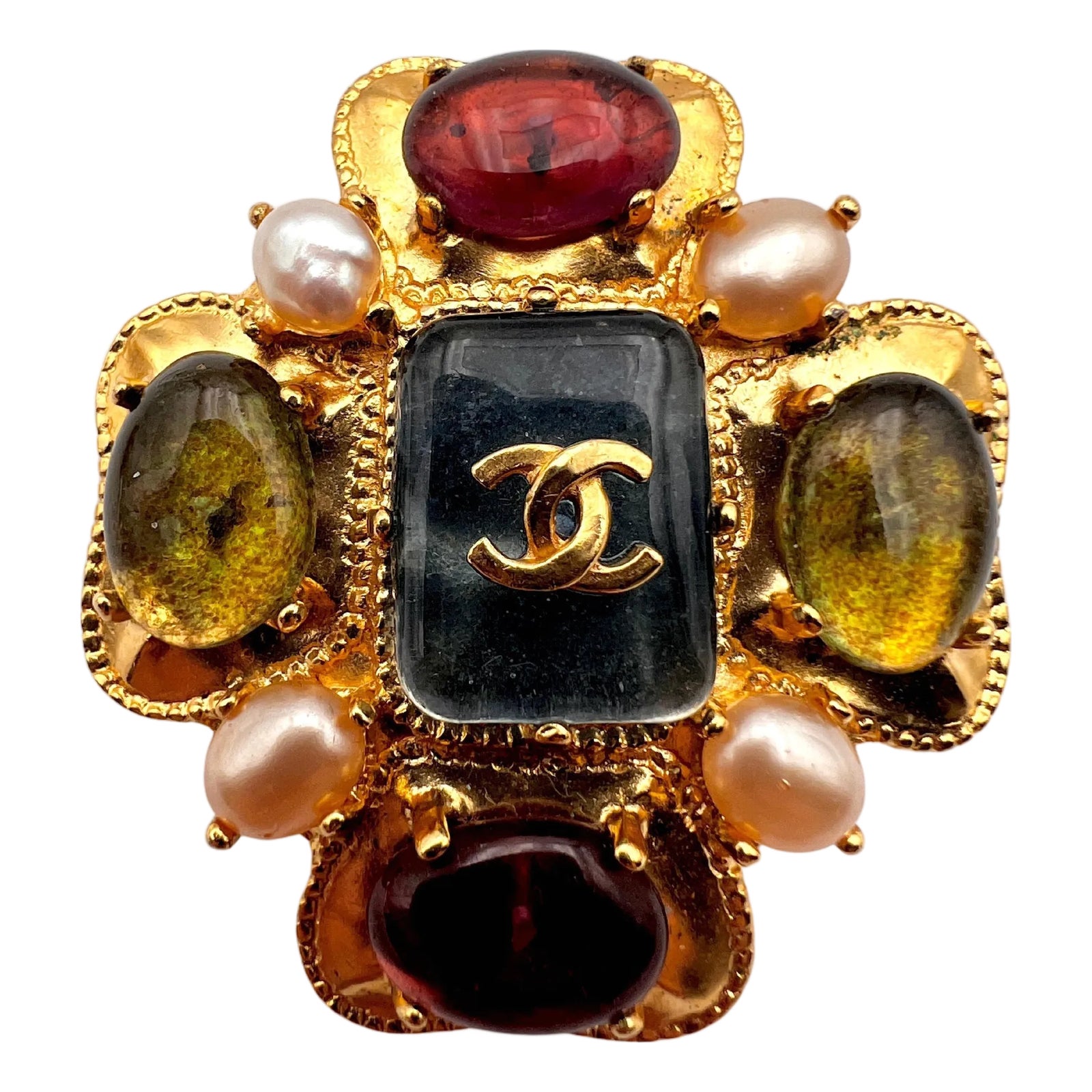 Chanel Gripoix Melted Glass Brooch 1997 Paris | Chairish