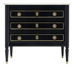 Classic Louis XVI Chest of Drawers, Ebonized Mahogany, French, 1920s