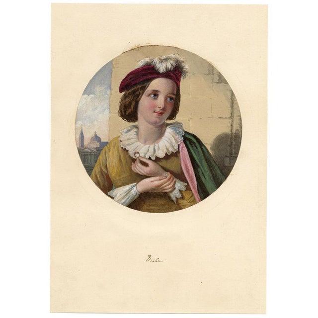 After Thomas Francis Dicksee, Viola Dressed as Cesario, Shakespeare's Twelfth Night, 19th Century, Watercolor For Sale - Image 4 of 7